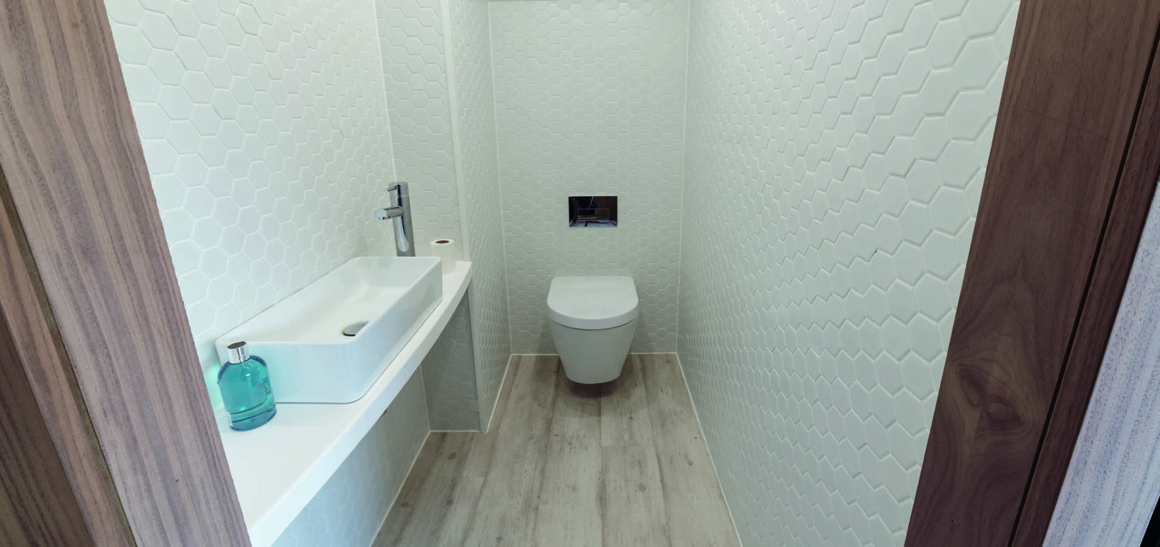 bathroom in two bed pod 